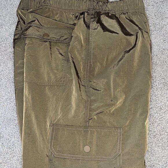 GOOD AMERICAN NYLON PARACHUTE CARGO JOGGER PANTS Chocolate Brown Size 2 = Medium - Picture 15 of 15